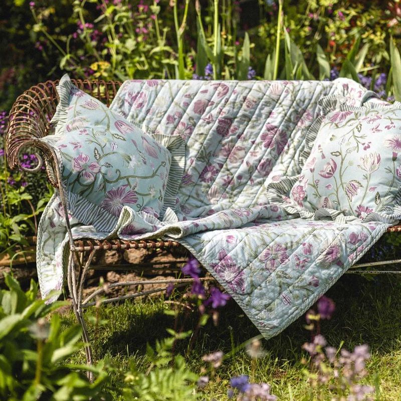 Forever England Lulworth Cotton Cushion Duck Egg 45x45cm image number 1